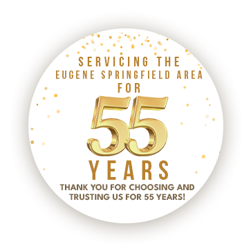 55th Anniversary Badge | Eugene Auto Repair